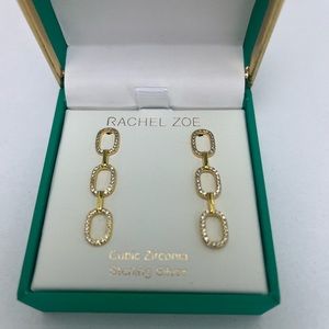 RACHEL ZOE Earrings Cubic Zirconia Gold tone sterling silver